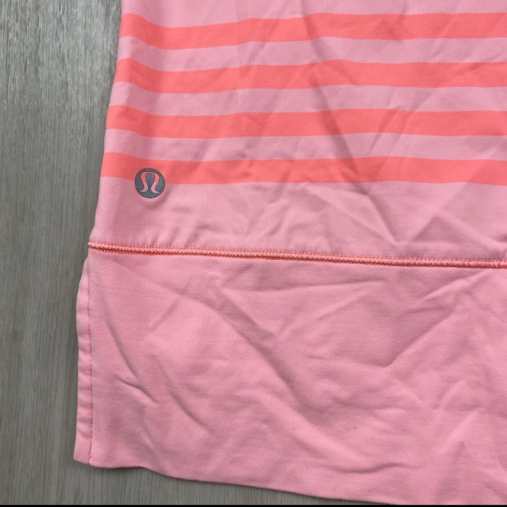 Lululemon Run Warm Up Crew Ocean Stripe Coral Orange Pullover Size 6 - Picture 7 of 9